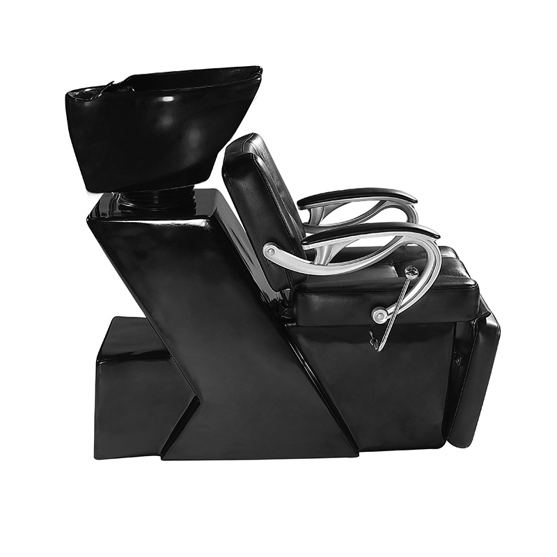 Fauteuil bol à shampoing inclinable noir avec repose-pieds