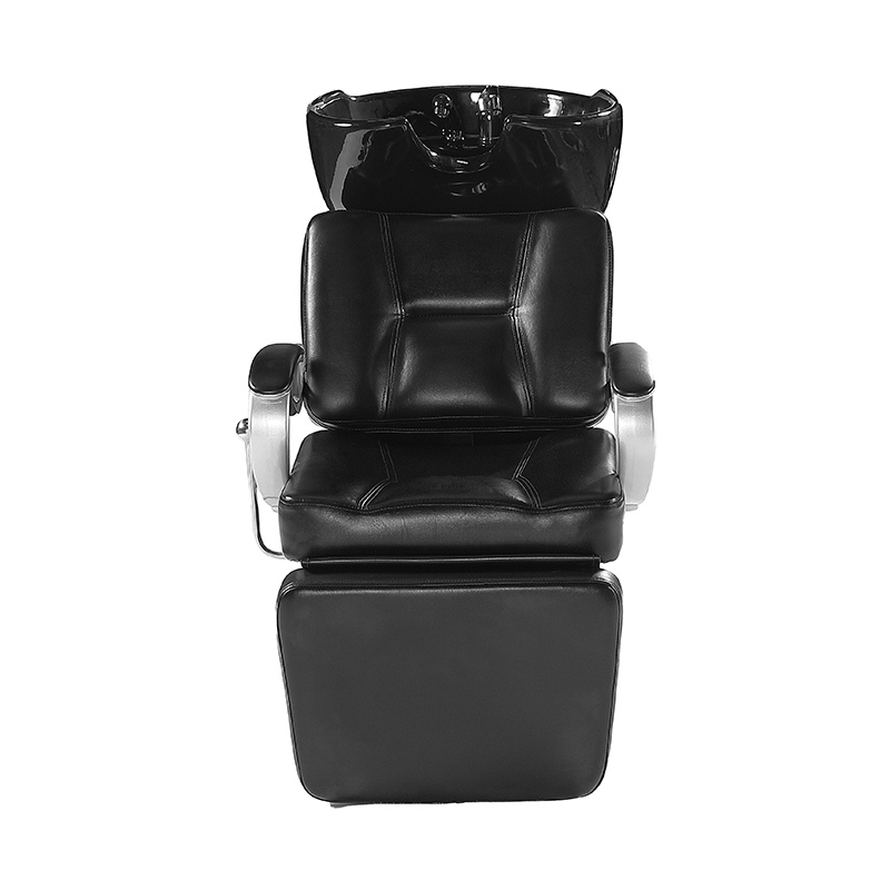 Black Reclining Berkeley Barber Chair with Footrest