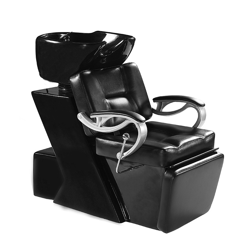 Fauteuil bol à shampoing inclinable noir avec repose-pieds