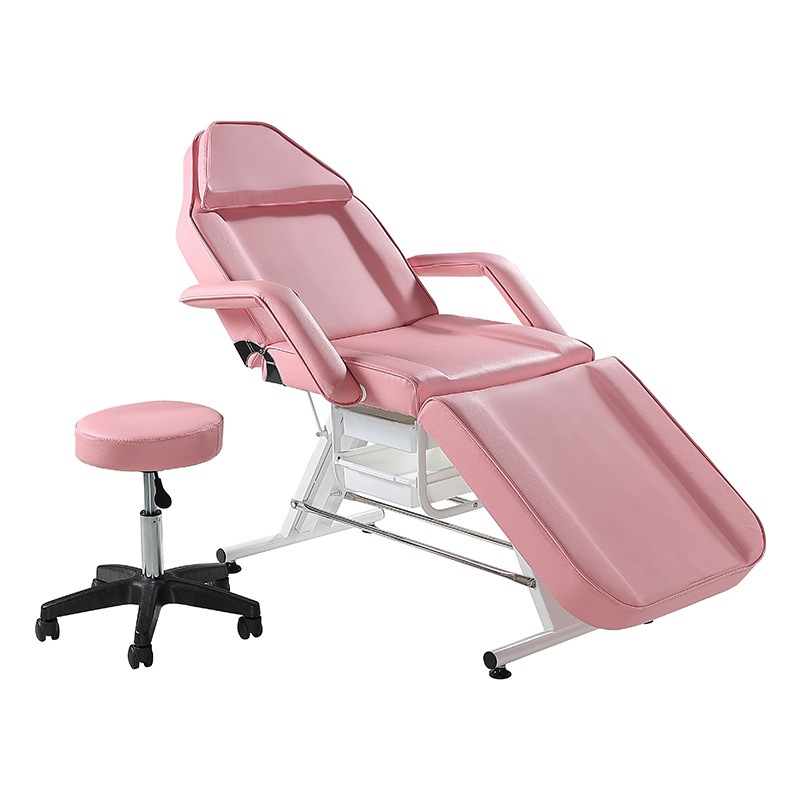 Pink Color Beauty Salon Bed With Chair